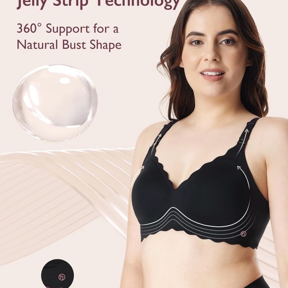 MomCozy Elegant Women's Nursing Bra Trio - Black, Cream, Tan.  2XL - Picture 3 of 8